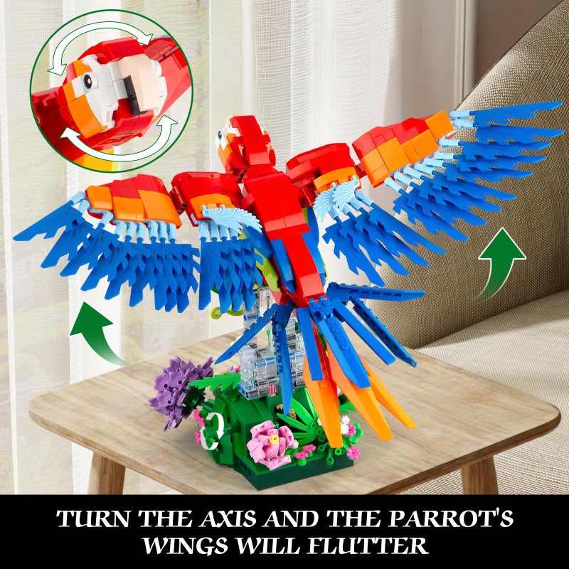 Vziimo Parrot Floral Building Set  MOC Flower and Parrot Collectible Table Art Kit  Creator 2 in 1 Animals Bird Ideas Gifts Toys for Adults and Kids Age 12+ (1176 PCS) - Image 3